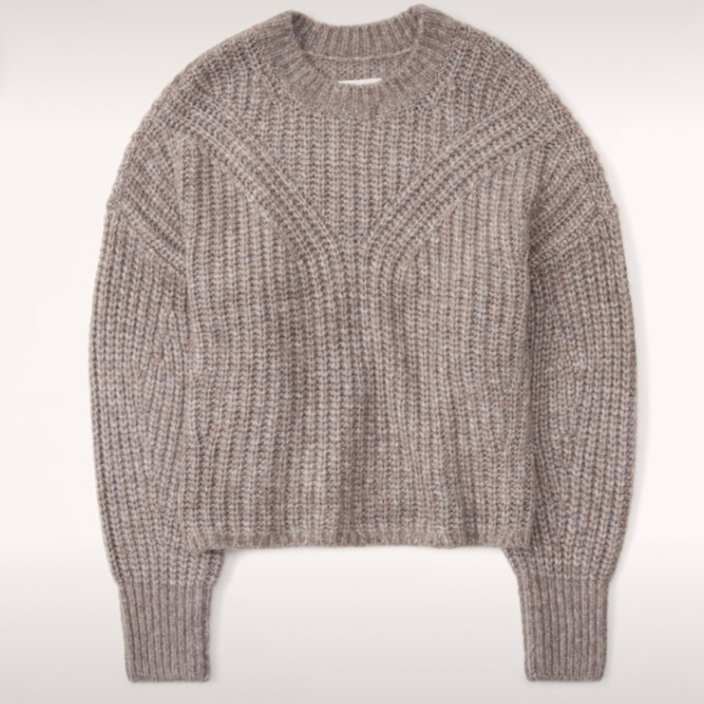 Abercrombie & Fitch Fluffy Crew Sweater in Taupe